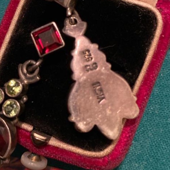 💔SOLD 💔 Antique Victorian Sterling Silver Gem Earrings - Picture 3 of 3